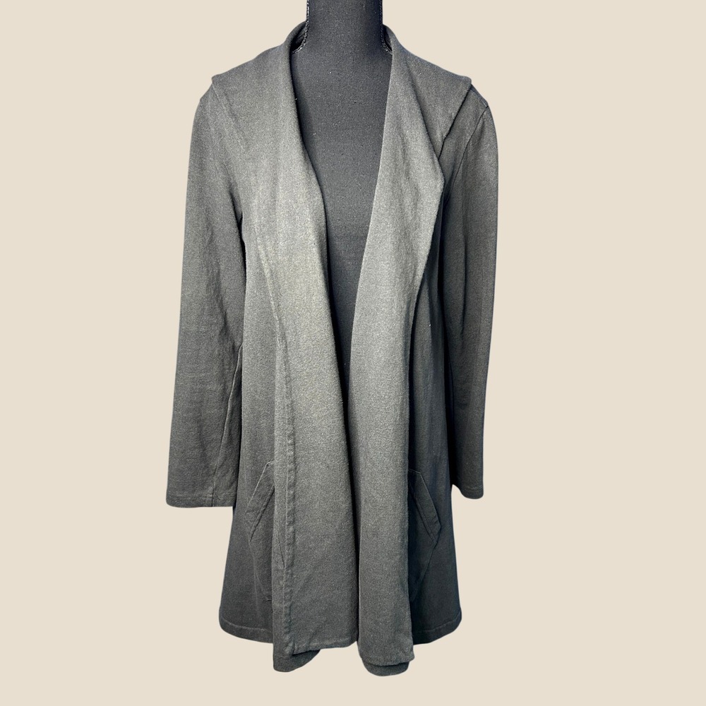 Womens Gray Lagenlook Open Front Draped Cardigan Sz M Minimalist Layering Lounge
